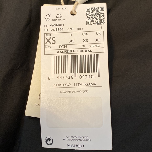 NWT Mango Tangana Quilted Gilet, Black Size XS - Picture 13 of 16